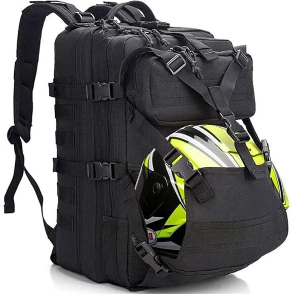 Motorcycle Helmet Backpack Bag for Men with Hard Hat Carrier/Storage, Riding - Picture 7 of 7